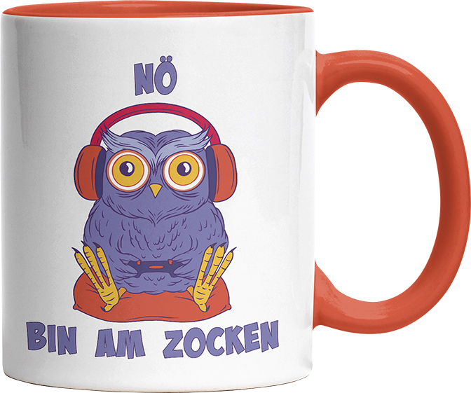 Eule Nö bin am zocken Witzige Orange Tasse kaufen Geschenk