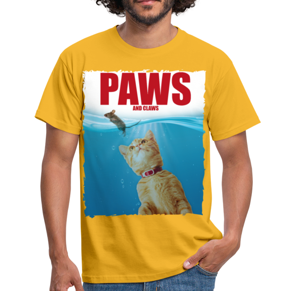 Paws Katzen Parodie | Männer T-Shirt - Gelb