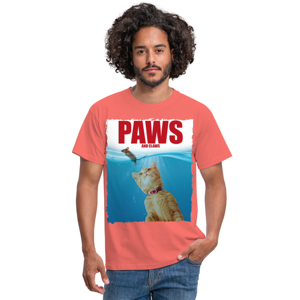 Paws Katzen Parodie | Männer T-Shirt - Koralle