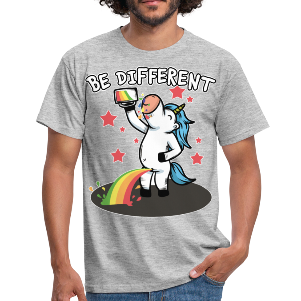 Be Different Pinkelndes Einhorn | Männer T-Shirt - Grau meliert