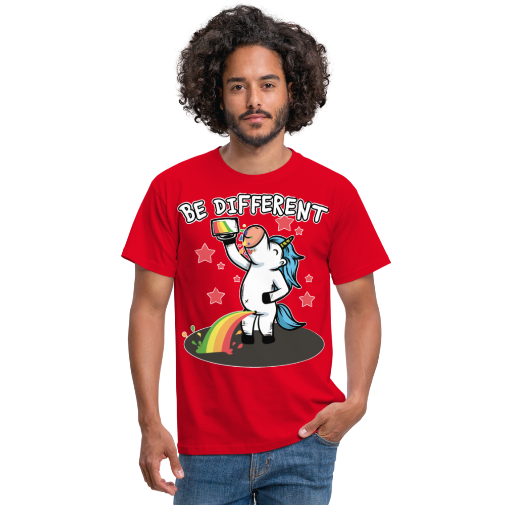 Be Different Pinkelndes Einhorn | Männer T-Shirt - Rot