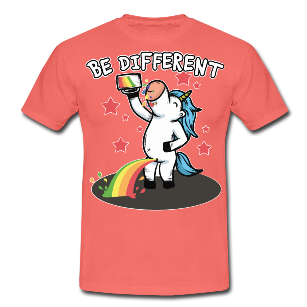 Be Different Pinkelndes Einhorn | Männer T-Shirt - Koralle