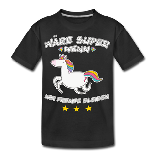 Fremde bleiben Einhorn | Teenager Premium Bio T-Shirt - Schwarz