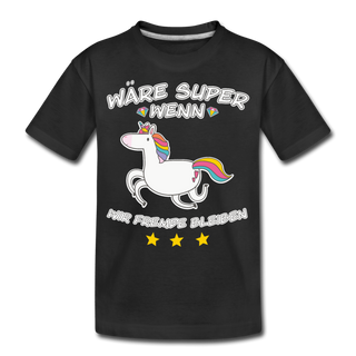 Fremde bleiben Einhorn | Kinder Premium Bio T-Shirt - Schwarz