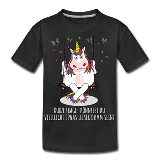 Freches Einhorn | Teenager Premium Bio T-Shirt - Schwarz
