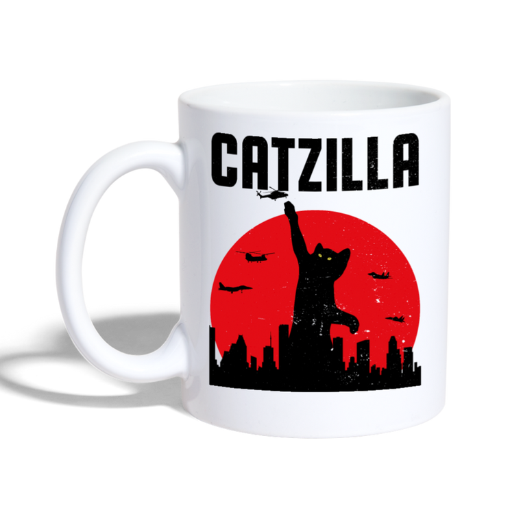 Lustiger Catzilla Katzenspruch | Tasse - Weiß