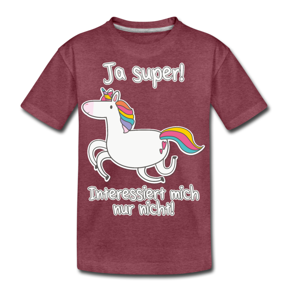 Ja super! Einhorn | Teenager Premium T-Shirt - Bordeauxrot meliert