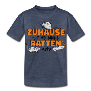 Zuhaus ist wo meine Ratten sind | Teenager Premium T-Shirt - Blau meliert