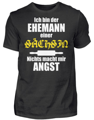 Lustiger Spruch | Ehemann einer Sächsin | Herren T-Shirt in Black in Größe S