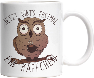 Jetzt gibts erstmal ein Käffchen Eule Witzige Tasse kaufen Geschenk