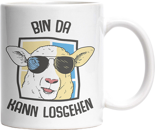 Bin da kann losgehen Schaaf Witzige Tasse kaufen Geschenk