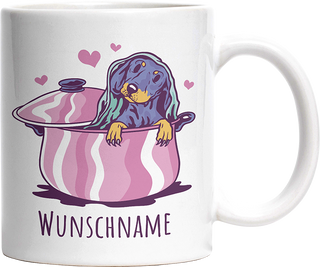 Dackel in Kochtopf Personalisierbar Name Witzige Tasse kaufen Geschenk